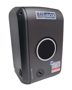 A gray Max iBox Series VSD Booster Pump from the Max Pumps high-quality water pump range featuring a compact thermoplastic enclosure and LED touch screen display.